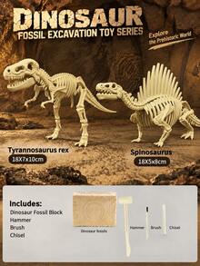 1pc Dinosaur Fossil Excavation Toy (With Free Tools) - Tyrannosaurus Rex/Triceratops Etc., Children's DIY Puzzle Treasure Hunt Toy, Suitable For Boys And Girls - Each Box Contains Dinosaur Fossil Plaster + 3 Tools - View 26
