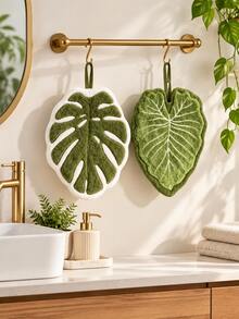 Leaf-Shaped Microfiber Absorbent Towel With Hanging Loop, Fashionable Bathroom & Kitchen Hand Towel, Mother's Day & Holiday Gift - Multiple Styles and Colors - View 2