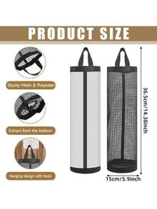 3/2/1pc Trash Bag Storage Hanging Bag, Wall-Mounted Drawstring Shoe Bag, Back To School Kitchen Plastic Bag Organizer Rack, Woven Mesh Bag, Plastic Bag Storage Rack With Hanging Net - Multicolor - View 6