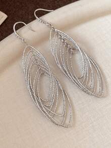1 Pair Flashing Line Earrings, Elegant Dangle Earrings For Women, Suitable For Evening Party, Daily Wear, Holiday And Party - Silver - View 2