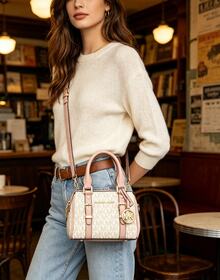 Michael Kors Bedford Legacy Extra Small Logo Duffel Crossbody Bag, Women's Clutch Wallet, Classic Boston Style Shoulder Bag, Gift For Daughter, Girlfriend - Pink - View 2