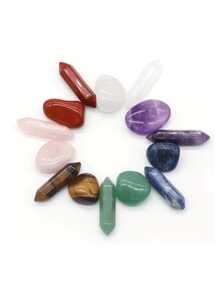 7/14pcs Natural Crystal Stone Set, Double‑Pointed Crystal Tower & Tumbled Polished Stones, Decorative Gemstone Kit With Gift Box For Home Ornament, Collection & DIY Craft - Multi-color - View 1