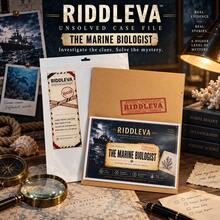 RIDDLEVA 海洋生物學家未解案件偵探推理桌上遊戲 沉浸式冷案線索調查派對遊戲 1-6 人互動桌面遊戲 萬聖節派對 聖誕新年假期聚會 生日禮物 - 駝色 - 查看 8