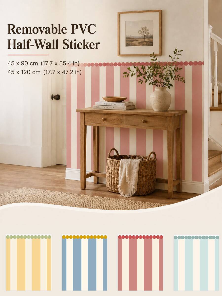 SUPSTICKER 1 قطعة ملصق جداري نصف جداري ذاتي اللصق بتصميم خطوط حديثة، لوحة جدارية ديكورية قابلة للإزالة من PVC لتغطية الجدران لغرفة النوم وغرفة المعيشة والمدخل - 1PC - مشاهدة 1