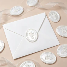 25入/包 3D浮雕花束自黏式蠟封貼紙，適用禮物、婚禮邀請函、信封封口－珍珠白 - Bouquet-珠光白 - 查看 10