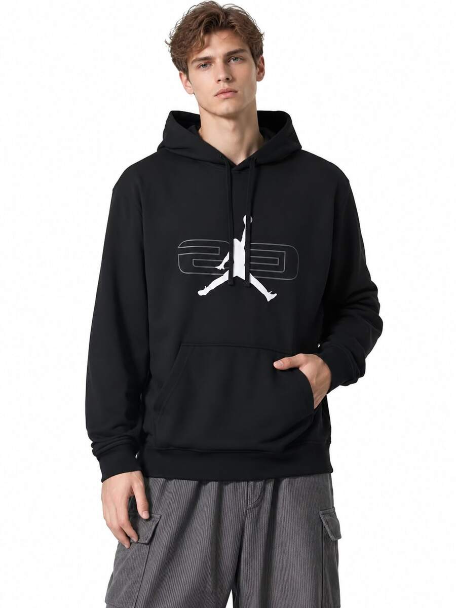Nike New Men's Sports Knit Breathable Hooded Pullover Sweatshirt - Black - View 1