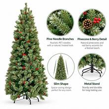 Frosted Holiday Tree With Pine Cone And Berry Accents Artificial Christmas Tree For Indoor Seasonal Display - Green - View 6