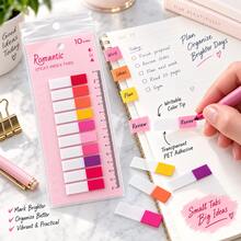 Candy Color Loose-Leaf Index Sticky Notes 200pcs/Pack Semi-Transparent Index Tabs With Index Ruler 10 Colors Book Page Divider Marker Labels - one-size - View 9