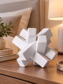 1pc White Geometric Knot Sculpture, Modern Abstract Decorative Statue, Minimalist Tabletop Decor For Living Room Coffee Table Bookshelf Entryway Office Desk Bedroom And Home - Multiple Styles - View 4