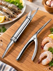 1/2pcs Stainless Steel Shrimp Peeling & Deveining Tool, Shrimp Peeling & Cleaning Utensil, Seafood Processing & Kitchen Use - Multicolor - View 11