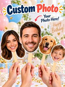 Custom Photo Mask Personalized Wedding Big Head Hollow Portrait Handheld Stick Face Cutout Party Decoration Accessory Upload Your Photo Suitable For Birthday, Birthday Party Costume - Multicolor - View 9