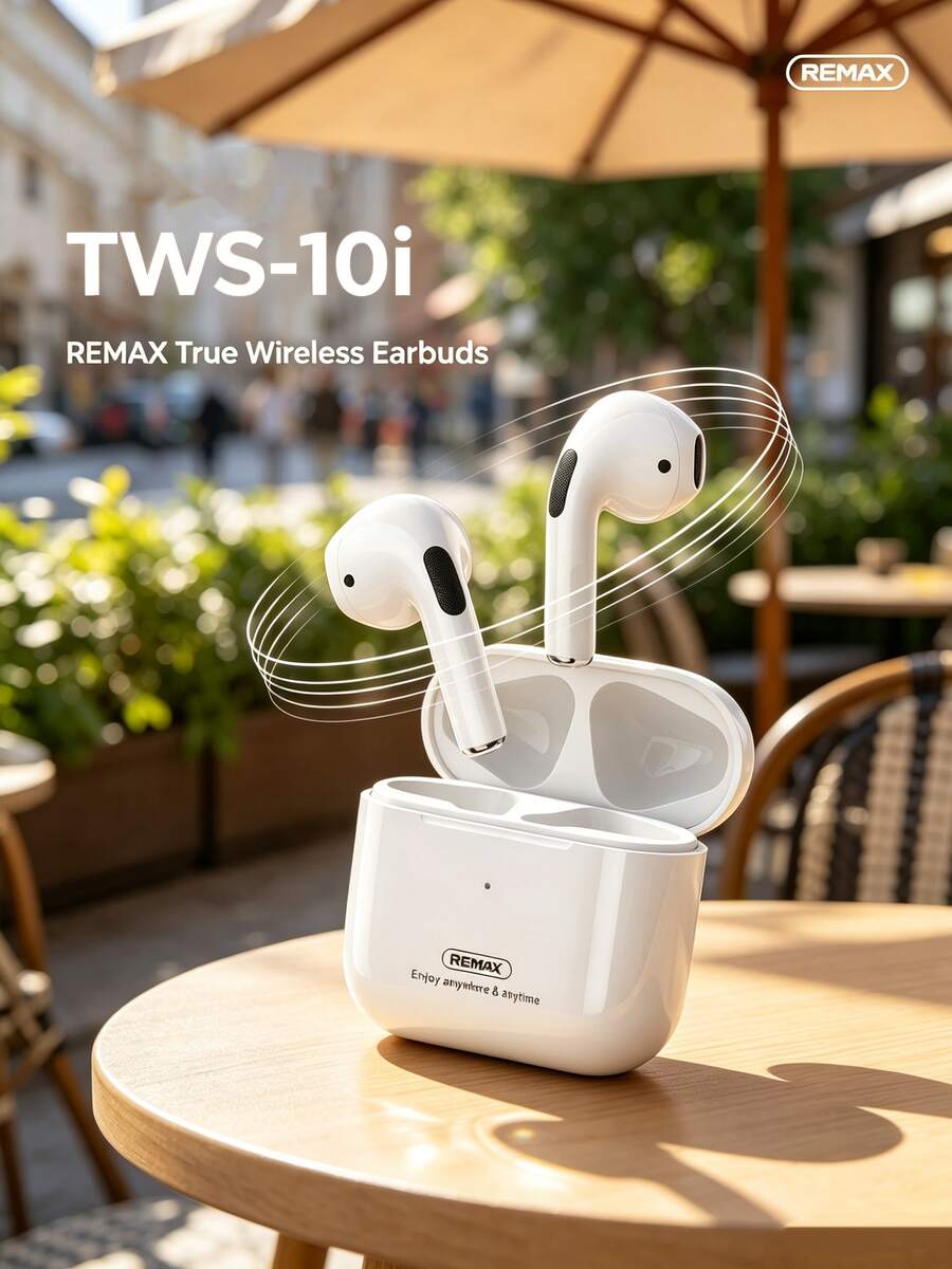 REMAX True Wireless Bluetooth Earphones Bluetooth 5.0 10m Stable Connection Universal Compatibility Semi-In-Ear Lightweight Large Dynamic Driver HD Sound Quality Earphones TWS‑10i - View 1