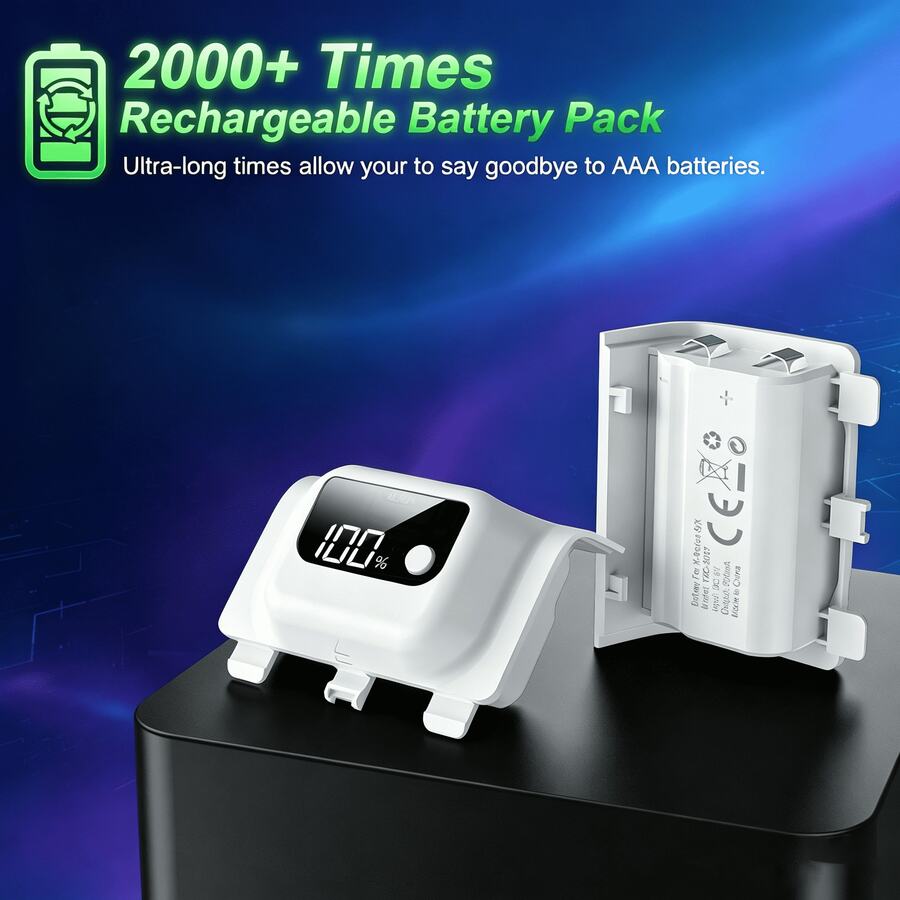 Xb Ox 系列 X/S 控制器數位電池組 - 1200mAh,40 小時續航力,LED 螢幕顯示精確 1% 電量。不相容於 One 控制器。 - 查看 1