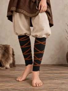 2pcs Medieval Vintage Leg Wraps With Straps, Suitable For Viking Renaissance Fair LARP Role Play, Cosplay, Vintage Fair And Halloween Retro Country Style Leg Decoration, Matching Medieval Costume - A - View 3