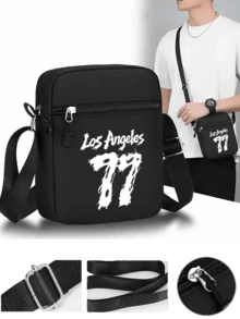 1件/2件裝「Los Angeles 77」圖案印花中性街頭時尚戶外運動棒球帽與斜挎包，可調節，適合送給自己或朋友的禮物 - 彩色 - 查看 3