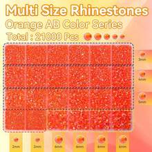 21,000pcs Neon Orange AB Rhinestones, Stunning Handmade Clothing Decoration Set, Assorted Sizes Jelly Resin Gemstones, Neon Orange Gemstone Decor, Flat Back Resin Rhinestones For Handmade Clothing DIY And Face Makeup - Multicolor - View 3