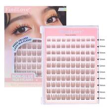 FindLove 100Clusters Natural Brown Lashes With Adhesive DIY Pre Glued Lash Extensions C Curl 8-16mm Press-On Eyelash Idol Wispy Lash Reusable Individual Eyelashes Natural Soft Lightweight Mix Style Lash Clusters For Self Use At Home Or Travel Makeup Tools - C - View 9