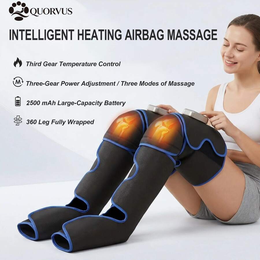 2pcs Wireless USB Leg Massager, Full Leg Wrap Massager, 3 Modes 3 Intensity Levels, Home Office Gym Outdoor Portable Muscle Relaxation Device For All Family - Black - View 1