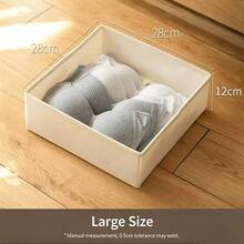 Foldable Fabric Storage Box, Suitable For Clothes, Underwear, Bras, Socks, Panties, Saves Vanity Drawer Space, Closet Organizer, Easy Assembly, Hand Washable Fabric, No Tools Required, Underwear Storage Box - Beige - View 13