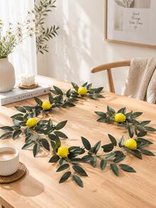Full Set Olive Branch Decor Kit | Artificial Greenery Bouquet + Candle Ring + Desktop Potted Plant | Ins Style Atmospheric Home Decor - Ink Bamboo Leaf Lemon Vine - View 5