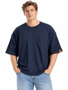 Timberland Summer New Outdoor Sports Casual Loose Skin-Friendly Breathable Reversible Men's Round Neck Short Sleeve T-Shirt - Royal Blue/Orange - View 1