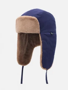 CAMEL CROWN Unisex Winter Trapper Hat, Windproof Cold‑Resistant Ear Flaps Warm Cotton Ski Hat For Autumn Winter - Navy Blue - View 3