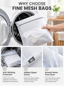 SMEGGEMS 3pcs XXL Fine Mesh Laundry Bags, High-Quality Zipper Design, Suitable For Delicate Clothing, Underwear And College Dorm Essentials, 19.69x23.62 Inches, Laundry Bags - View 2