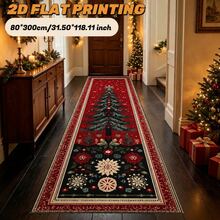 1pc Christmas Beautiful Pathway Cute Christmas Gingerbread House Decorative Rug, Red Cute Floor Mat, Decorative Rug, Bedroom Decor, Small Rug, Rug, Home Decor, Living Room Rug, Living Room Small Rug, Bedroom Rug, Living Room Home Decor, Outdoor Rug, Washable Rug - Multicolor - View 1