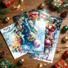 24 Pcs Christmas Watercolor Cards With Envelopes And Blank Notecards - Snow Scenes, Nutcracker, Santa Claus, And Christmas Tree Designs - Perfect For Family, Friends, And Colleagues, Christmas Gifts ... - Multicolor - View 2