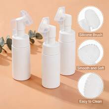 Empty Foam Soap Dispenser, Facial Cleansing Foam Bottle With Hand Cleaning Brush, White - View 7