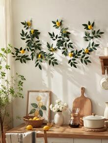 Full Set Olive Branch Decor Kit | Artificial Greenery Bouquet + Candle Ring + Desktop Potted Plant | Ins Style Atmospheric Home Decor - Ink Bamboo Leaf Lemon Vine - View 4