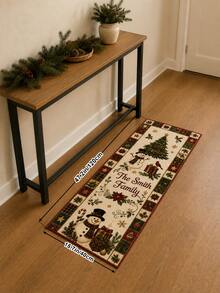 1pc Vintage Christmas Tree & Gift Print Runner Rug, Festive Snowflake Patchwork Hallway Kitchen Floor Mat, Christmas Holiday Home Decor - Multicolor - View 11