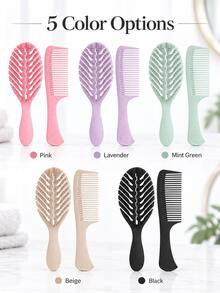 Set Sisir Rambut Fleksibel Berlubang Bentuk Daun untuk Mengurai dan Menata Rambut, dengan Pin Bulat & Sisir Gigi Lebar yang Serasi untuk Rambut Keriting Bergelombang Tebal, Penghalus Harian, Pembagi Rambut, Penataan Rambut Basah dan Kering, Penggunaan di Rumah dan Perjalanan, Pilihan Multiwarna - Mengatur - View 3