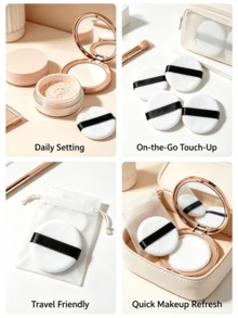 5/10/20Pcs Skin‑Friendly Short‑Plush Powder Puff, Round Reusable Setting Cosmetic Puff, Even Powder Pick‑Up Makeup Puff For Loose Powder & Honey Powder, Multi‑Pack Makeup Accessory - Multicolor - View 7