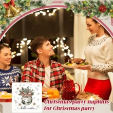 20pcs Christmas Cocktail Party Napkins, 4 Styles, Each Style Printed With Holiday Letters, Christmas Trees, Christmas Balls, Skates, Stars And So On. Colorful Christmas Design Patterns, Suitable For Christmas, Various Occasions And Special Events. - View 6