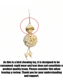 1 buah Boneka Kunyah untuk Mencari Makan Burung Beo, Bola Kayu Alami dengan Desain Boneka Lucu, Boneka Blok Kunyah Gantung, Cocok untuk Cockatiel, Burung Beo Kecil, Sun Conure, Lovebird, Canary, Aksesori Sangkar Burung, Meredakan Kebosanan, Latihan Merusak, Boneka Interaktif - 1 lingkaran pelatihan - View 10