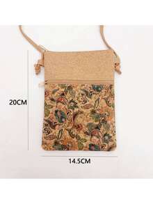 Bohemian Style Cork Women's Crossbody Bag, Vintage Print Phone Bag, Lightweight Adjustable Shoulder Strap Bag, Suitable For Travel And Daily Use - Multicolor - View 7