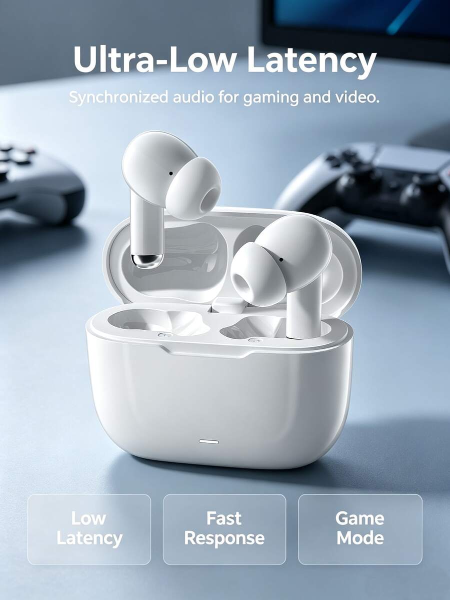 Wireless Bluetooth Noise Cancelling Earbuds, Featuring High-Quality Noise Cancellation Technology, Comfortable Fit, Ideal For Daily Use And Travel. Wireless Bluetooth In-Ear Headphones, Noise Cancelling Design, Equipped With Charging Case. - View 1