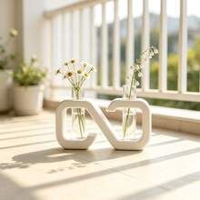 Minimalist Ins Style Dual Test Tube Vase, Infinite Shape Desktop Hydroponic Plant Holder, Entryway Showroom Soft Decor Ornament - White Test Tube Rack - View 10