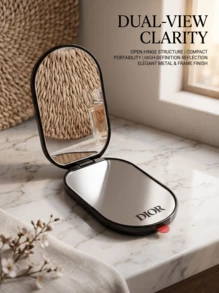Dior CD Portable Folding Makeup Mirror Ultra-Thin Double-Sided High Definition Touch-Up Mirror With 3M Adhesive Backing For Phone Pocket Small Mirror Luxury Gift - Black - View 7