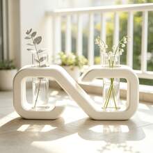 Minimalist Ins Style Dual Test Tube Vase, Infinite Shape Desktop Hydroponic Plant Holder, Entryway Showroom Soft Decor Ornament - White Test Tube Rack - View 3