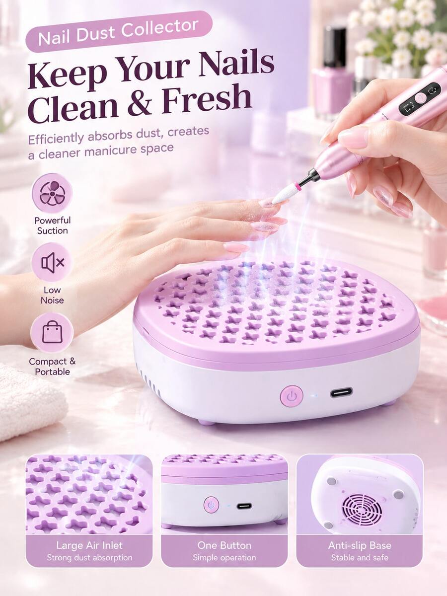 Pengumpul Debu Kuku Profesional, Pengumpul Debu Kuku Bertenaga dengan Filter, Pengumpul Debu Kuku Meja, Penyedot Debu Listrik Senyap, Cocok untuk Salon Kuku dan Penggunaan di Rumah