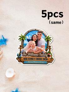 Personalized 2D-Style Design Character Photo Fridge Magnet With Text, Custom Nautical Cruise Ship Refrigerator Magnet, Home Decor Birthday Cruise Vacation Gift, Vacation Gift For Family Friends Home Kitchen Decor, Ocean Voyage Memory Keepsake - Multicolor 3 - View 14