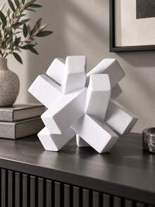 1pc White Geometric Knot Sculpture, Modern Abstract Decorative Statue, Minimalist Tabletop Decor For Living Room Coffee Table Bookshelf Entryway Office Desk Bedroom And Home - Multiple Styles - View 12