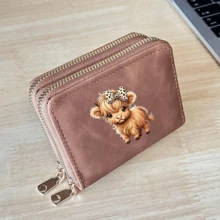 Highland Cow Print Card Holder Lightweight Fashionable Wallet Suitable For Daily Use For Women Double Zipper Mini Wallet Purse Wallet Card Wallet - Multicolor - View 13