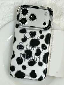 奢華可愛豹紋塗鴉手機殼，適用於 iPhone 18 Pro Max 18 Pro 17 Pro Max 17 Pro 17 16 Pro Max 16 Pro 16 15 Pro Max 15 Pro 15 14 Pro Max 14 Pro 14 13 Pro Max 13 Pro 13 12 Pro Max 12 Pro 12 11，Y2K 時尚秋季星星字母防震手機殼 - 銀底紋 - 查看 2