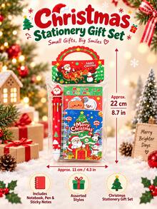 3pcs Christmas Stationery Gift Set: Notebook, Pencils, And Cute Christmas Sticky Notes-Christmas-Themed Study Set, Perfect Holiday Gift - Multiple Styles - View 4