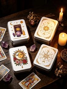 Storage Box With Divination Patterns, Equipped With Black Eraser Cloth, Frosted Tin Box, Poker Storage Iron Box, Suitable For Back To School Season, Business Trips, Travel, And Divination Enthusiasts - Multicolor - View 8