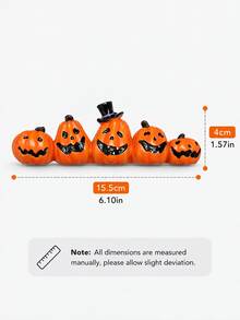1pc Jack Pumpkin Statue, Cute & Quirky Halloween Pumpkin Statue Set, Funny Expression, Desktop Fireplace Mantel Bookshelf Autumn Home Party Decoration - Classic - View 9