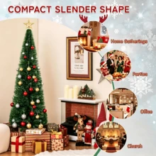 1‑Piece Christmas Tree With A Tree‑Topper Star And Decorative Baubles. Its Foldable Design Allows For Easy Storage. Simple To Assemble, It Is Ideal For Home Holiday Decor To Create A Strong Festive Christmas Atmosphere. - Multiple Specifications - View 4